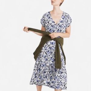 Madewell Button-Front Ruffle-Hem Midi Dress in Flower Garden (Medium)